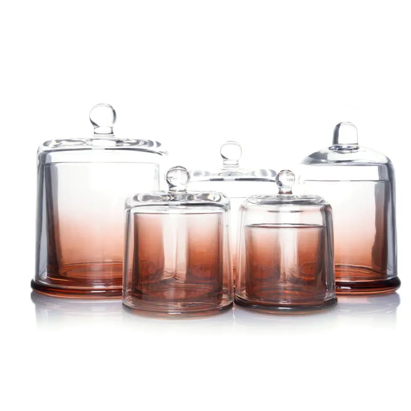 Commercio all'ingrosso su misura chiaro vuoto di vetro di lusso barattoli di candela e contenitori con coperchio