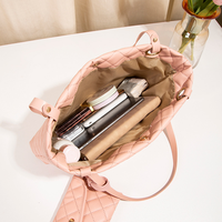 Tas Tote Kulit PU Wanita 2in1 Set Terbaru, Tas Selempang Bahu dengan Dompet, Warna Putih Kasual, Kapasitas Besar, Tas Ponsel