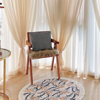 Rideau Romantique Français de Luxe en Voile Ignifuge Isolant 100% Polyester à Passe-Tringle pour Salon et Chambre à Coucher
