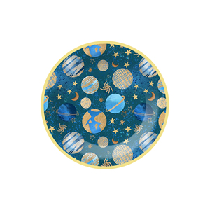 DAMAI - Vajilla Personalizada con Temática Espacial Azul Oscuro, Platos de Papel Desechables para Fiestas con Juego de Vajilla con Plantas - Product Image 3