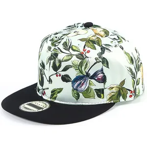 全印花花朵平檐棒球帽时尚嘻哈花朵图案贴合花卉快照帽