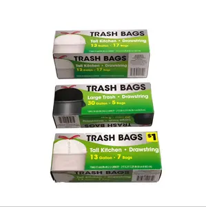 カスタムpe黒プラスチックゴミ袋ヘビーデューティーHDPEPE廃棄物ゴミ箱プラスチックビンライナー生分解性ゴミ袋