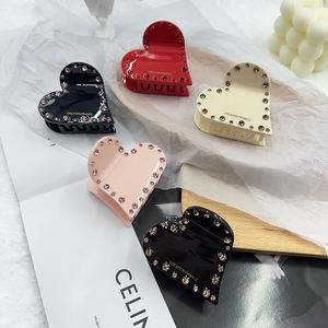 Oradour Pince à cheveux de luxe personnalisée en acétate avec strass roses français et diamant en forme de cœur, accessoire de mode pour femme, usage domestique, divers modèles - Product Image 2