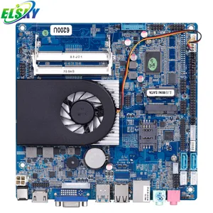 ELSKY lvds mini itx núcleos I7-6500U 3,1 GHz DDR3L VGA (DVI)+ LVDS MSATA SSD WIFI 3G tres pantallas placa base con ventilador