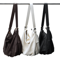 Sac hobo SHX en cuir véritable personnalisé - Sac fourre-tout souple et décontracté avec bandoulière réglable, fermeture éclair, grande capacité, grain de galet