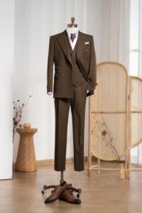 Costume homme <span class=keywords><strong>3</strong></span> pièces à double boutonnage et revers en pointe, nouvelle <span class=keywords><strong>saison</strong></span>, série britannique, tissu italien, costume élégant et personnalisé pour gentleman - Product Image 3