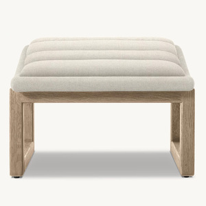 Fauteuil de salon moderne en lin de style américain Rhoohill avec repose-pieds, <span class=keywords><strong>chaise</strong></span> longue en chêne blanc avec cadre en bois massif - Product Image 5