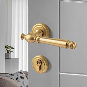 Poignée de porte simple <span class=keywords><strong>et</strong></span> moderne en laiton massif, silencieuse <span class=keywords><strong>et</strong></span> fluide, pour chambre, appartement, hôtel, bureau, système de porte intérieure en bois - Product Image 2