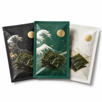 Sachet plat imprimé de qualité alimentaire à trois soudures avec encoche de déchirement pour feuilles de nori grillées et snacks de fruits de mer séchés