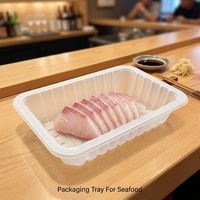 Plateau jetable personnalisé en PP noir pour viande et fruits de mer, idéal pour l'emballage de thon frais et de steaks en supermarché (vente en gros)