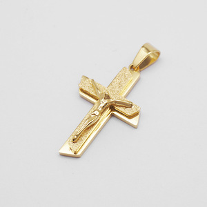 <b>Cross</b> Crucifixion Religious Anti Non Tarnish WaterProof Stainless Steel Fashion Jewelry Pendant Necklace for <b>Men</b> Women Wholesale - Product Image 2