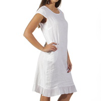 Robe ample en lin de haute qualité à col rond pour femme, style bohème décontracté, sans manches, courte, grande taille, écologique, taille XL, naturelle