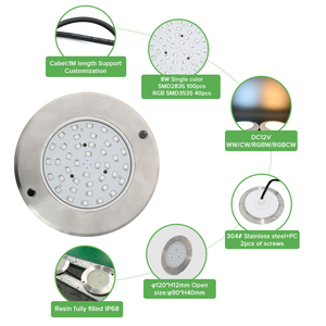8W DC12V Edelstahl 304 # IP68 <span class=keywords><strong>Pool</strong></span> lampe Unterwasser-Schwimmbad leuchten für Pools 800LM SP-YC120Q 120mm * H12mm 3000K 6000K - Product Image 3