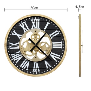 Luckywind 80 centimetri Americano Design Nero Marrone Telaio In Legno Shiplap <span class=keywords><strong>Ingranaggi</strong></span> Grande Casa Colonica MDF <span class=keywords><strong>Orologio</strong></span> Da <span class=keywords><strong>Parete</strong></span> In Legno - Product Image 6