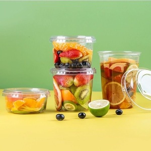 Envase Transparente Personalizado con Logotipo, 8/12/16/32oz, PET, para Delicatessen, Desechable, para Frutas, Ensaladas, Smoothies, con Tapa, Marca <span class=keywords><strong>Wolff</strong></span> - Product Image 1