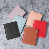 Pochette de rangement portable en cuir PU lisse de couleur unie bleu rose, format de poche, pour usage quotidien, mignonne, pour femmes