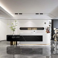 Bureau de réception personnalisé de haute qualité moderne luxe marbre métal plaqué or Salon de beauté Bar comptoir avant