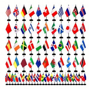 High Quality Custom Logo Design 14*21cm Polyester Desk Flag Promotional World Country <b>Mini</b> <b>Table</b> Flag - Product Image 1