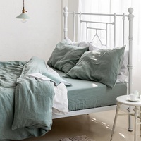 Ensemble de housse de couette en lin pur avec taies d'oreiller, fermeture à boutons, couette en lin français, draps de luxe pour king size