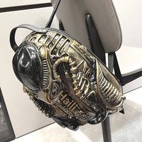 Sac à dos unisexe tendance 2025 de style punk urbain, forme unique, avec fermeture éclair