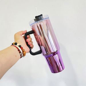 Mug de voyage isotherme en acier inoxydable à double paroi de 40 oz, avec poignée, pour sublimation, couleur dégradée effet miroir magique - Product Image 2