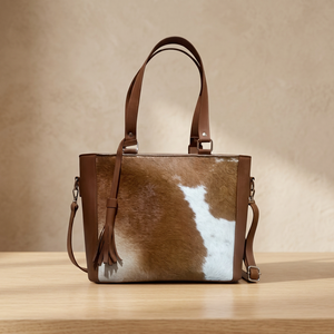 Pochette en cuir véritable pour filles, style vintage, à rayures, avec fermeture éclair, légère, imperméable, 3L+, deux bretelles, grande capacité - Product Image 2