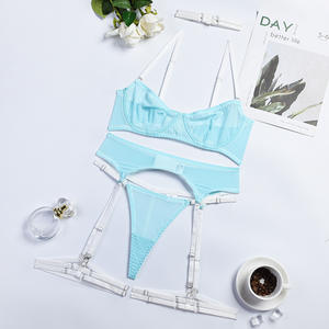 Lencería Sexy para Mujer, Ropa Interior Transparente, Conjunto de Lencería Erótica de 3 Piezas, Fotos de Mujeres de Espalda con Tanga - Product Image 3