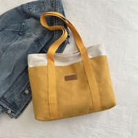 Sac à bandoulière en toile de calicot réutilisable avec logo personnalisé, couleur contrastée, sac fourre-tout en toile avec plusieurs poches, grande capacité