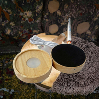 Base de lampe LED en bois à brancher pour diffuseur d'arômes de chambre à coucher, design moderne avec fonction 3D et porte-gobelet en cristal