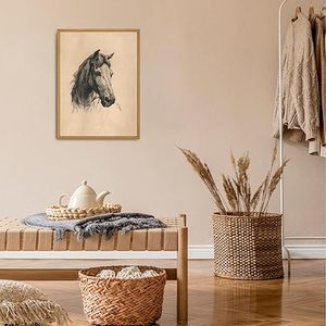 Grabado de Caballo Vintage en Lienzo Premium, Ecológico, Impermeable, con Marco Personalizable, Arte de Pared Rústico Ecuestre - Product Image 3