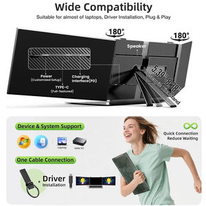 Bir kablo bağlantı S8ULTRA 14 "taşınabilir dizüstü monitör <span class=keywords><strong>Online</strong></span> sınıflar için FHD üçlü ekran, uzaktan işbirliği ve eğlence - Product Image 4