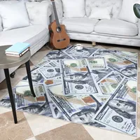 Tapis d'entrée personnalisé avec motif de billet de 100 dollars vintage, tapis antidérapant en nylon imprimé pour entrée, véranda, chambre d'enfant