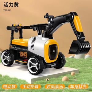 Blue Electric Excavator Ride On Toy For Kids 2-4 Years With Manual Arm And Lights - Product Image 3