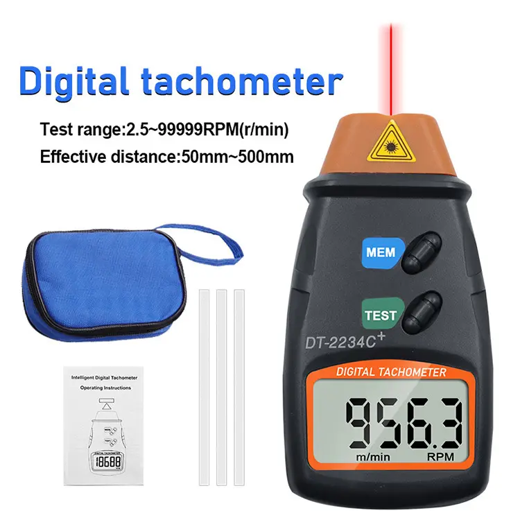 Dropship laser kỹ thuật số cầm tay tachometer đơn kích hoạt Auto rpm tốc độ Tester Non-Contact DT-2234C +