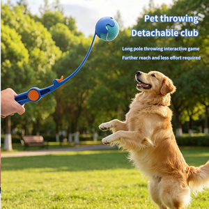 Lanceur de balles en caoutchouc thermoplastique pliable et portable pour chiens, lanceur de balles de tennis interactif, jouet à mâcher d'extérieur - Product Image 1