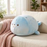 Peluche de phoque mignonne, coussin doux à câliner, poupée réconfortante pour enfants, cadeau d'anniversaire pour filles, polyester et coton PP