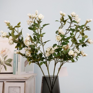 Rosas Artificiales de Seda de Nuevo Diseño, Flores Artificiales en Jarrón, Decoración de Mesa de Boda, Rama Individual con Múltiples Cabezas, Mini Rosa Ornamental para el Hogar - Product Image 1