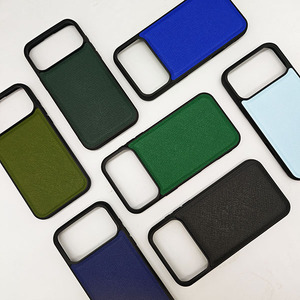 Cover <span class=keywords><strong>per</strong></span> Cellulare in Pelle Saffiano PU Vegana Rialzata Blu Navy, Custodia <span class=keywords><strong>per</strong></span> iPhone 16 17 Pro Max - Product Image 4