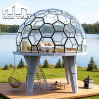 RAXTENT Dôme Duplex en Verre de 4M Maison de Glamping Hôtel Pods avec Plateforme de Support à 4 Pieds