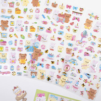 Autocollants en cristal de dessins animés pour enfants, ours et lapin mignons à faire soi-même pour scrapbooking, cartes, bouteilles d'eau, agenda, décorations de coques de téléphone
