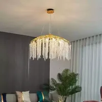 Lustre Carré Moderne en Aluminium de Luxe Léger Hullxine avec Pompons en Cristal et LED, Contrôle Sans Fil, Suspension Domestique, Style Italien