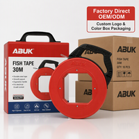 ABUK Tire-fil robuste en acier à ressort 30M 100FT, anti-pliure, plat, pour le tirage de câbles métalliques dans les conduites EMT