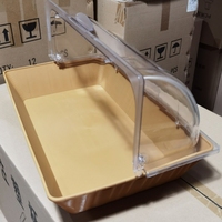 Panier à pain en plastique PP avec couvercle en PC, fournitures pour restaurants et hôtels, panier à pain rectangulaire pliable avec couvercle