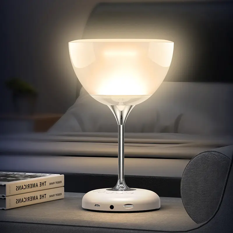 Lampu meja JY-35 portabel FM TF, kotak suara panggilan bebas genggam, lampu biru gigi BT nirkabel TWS tahan air