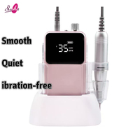 2026 Faible MOQ Ponceuse à ongles portable sans fil rechargeable 35000 tr/min Professionnelle pour pédicure Moteur à balais USB
