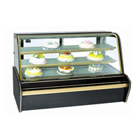 Vitrine de présentation de gâteaux électrique de luxe en verre trempé avec contrôle numérique et dégivrage automatique, mini vitrine de table pour aliments chauds