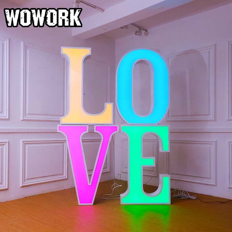2023 г., Лидер продаж, железная декоративная Свадьба WOWORK, 4 фута, многослойные светодиодные гигантские шатры, лампы с буквами для мероприятий, товары для вечеринок