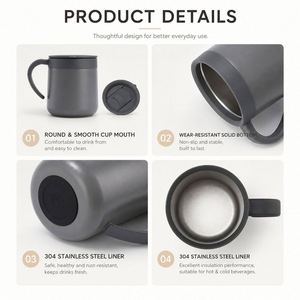Custom Logo Promotional Business <b>Gift</b> Vacuum <b>Office</b> Double Wall Insulated Cup 12Oz Stainless Steel Coffee Mug Wiht Handle - Product Image 3