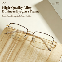 35001 Monturas de Gafas para Hombre, Diseño Ligero y Duradero en Color, para Uso Diario, Montura Semi-Rimless Cuadrada