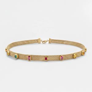 Collier ras-de-cou en maille de tourmaline multicolore en argent sterling 925 - Product Image 2